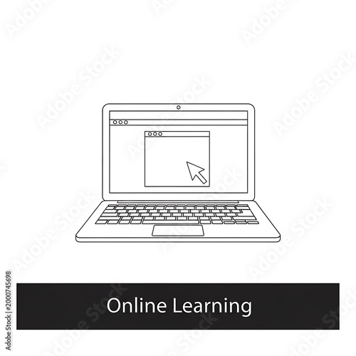 Online Learning Laptop Computer Illustration.