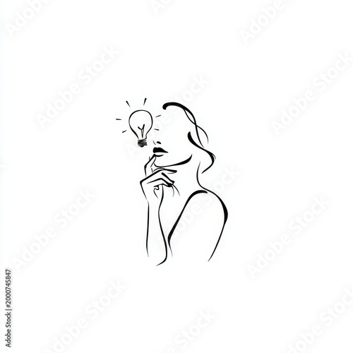 Creative woman with an idea represented visually.