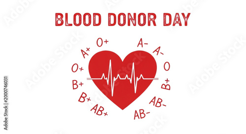 Blood Donor Day Heartbeat Medical Infographic For Health Awareness Campaigns And Charity Drives