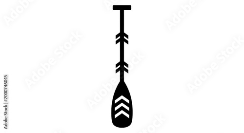 Minimal black silhouette icon, simple flat vector, bold black shape, no, no shading black silhouette of a stand up paddle board paddle on a, flat icon style