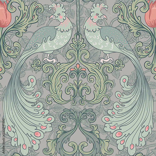 Quadro su tela William and Morris seamless floral pattern design, textile pattern, wallpaper de