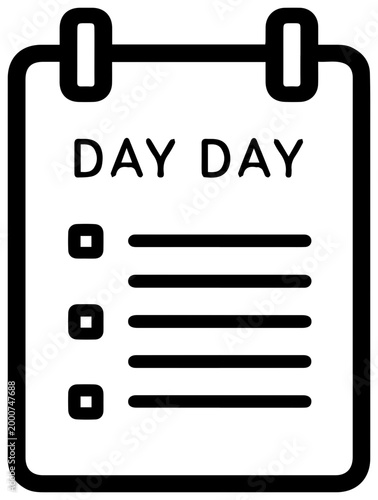 Minimalist travel itinerary document icon with checklist and day labels on a clean white background