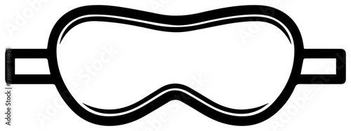 Sleep eye mask icon for rest and relaxation with elastic strap simple black line art design for sleep aid and comfort