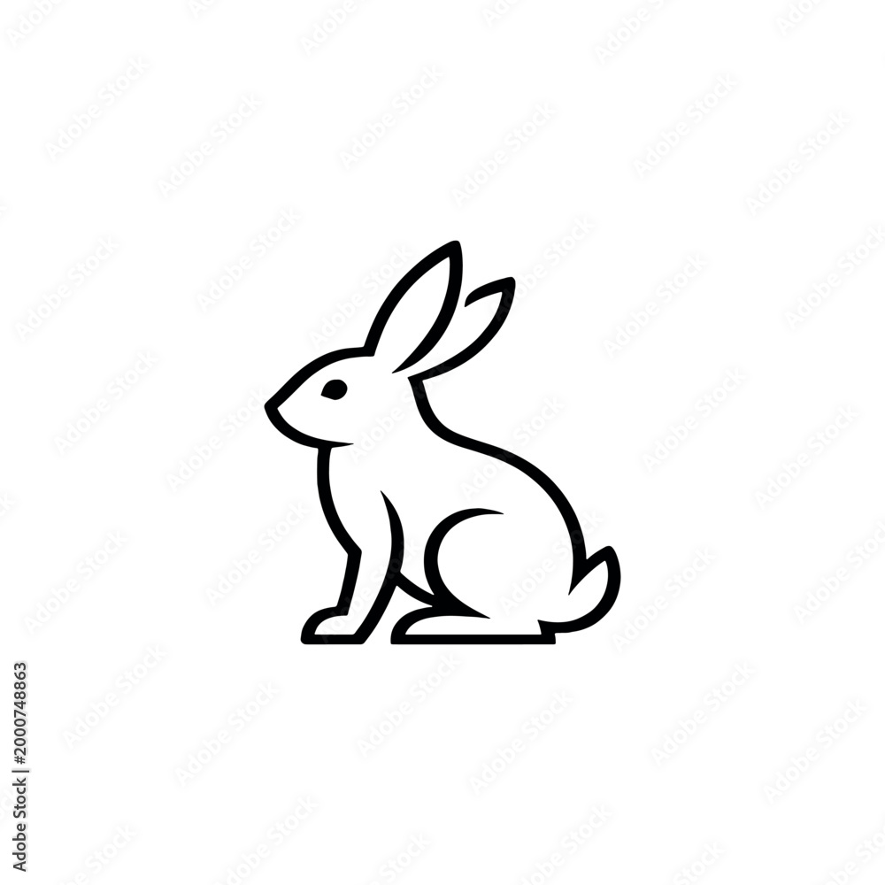 Obraz premium Minimalist Rabbit Line Art Illustration