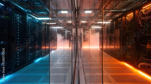 Hot aisle cold aisle data center containment for cryptocurrency mining with glass doors