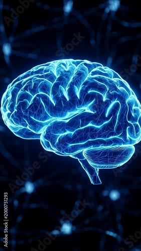 A Stunning Visualization of the Human Brain: Exploring Neural Connections and Dynamics in a Mesmerizing Blue Light Display