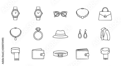 Fashion Accessories Icons: Hand-drawn Collection of Style Elements