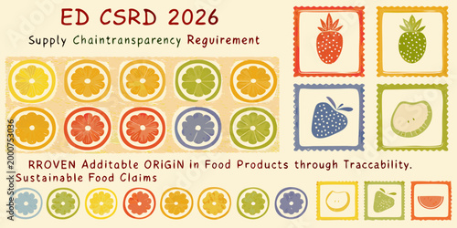 colorful fruit stamps with strawberries and citrus slices high quality professional detailed modern elegant stylish