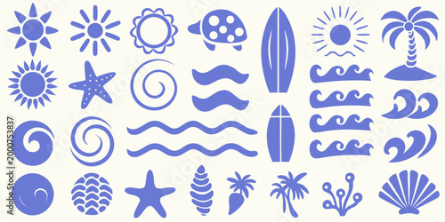blue beach elements vector collection on white background high quality professional detailed modern elegant stylish