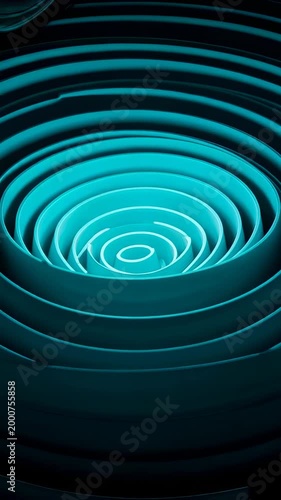 Captivating Concentric Ripples in Vibrant Turquoise: An Exploration of Light and Form in a Detailed Geometric Design