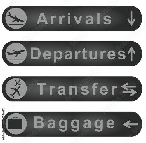 Arrivals and departures sign. vector