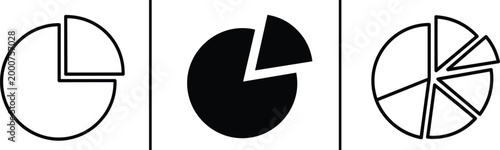 Minimalist pie chart infographic set with segmented slices, abstract data visualization design elements, modern analytics concept illustration for business presentation