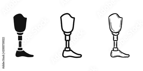 Prosthetic Leg Icon Set for Medical Technology and Disability Accessibility Concepts