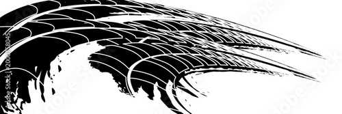 Tire treker background for rally, drift, motocross, offroad and other automotive and motorbike sports. Tire marks are black on a white background. vector