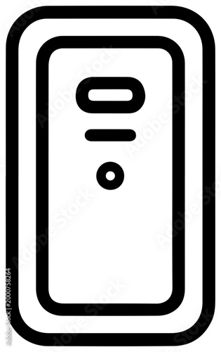 Simple black line icon of a power bank portable charger on a white background for tech and battery concepts
