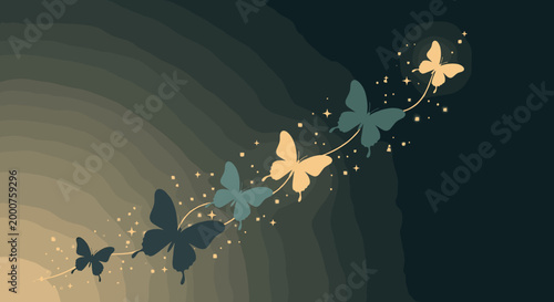 A serene and hopeful image featuring a butterfly amidst abstract waves, perfect for conveying transformation, growth, or tranquility in marketing mate