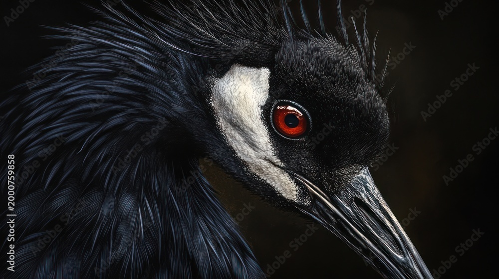 Fototapeta premium Close-up portrait of a black crane