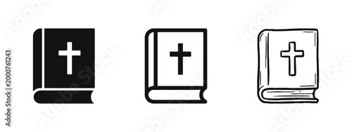 Holy Bible Icon Set - Religious Book and Christianity Symbol