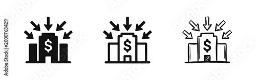 Financial Institution and Capital Investment Icon Set