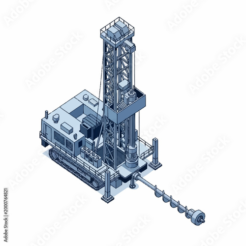Heavy duty drilling rig for industrial exploration purposes.
