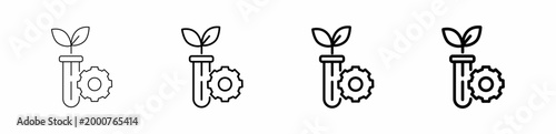 Biotechnology Innovation and Plant Science Line Art Icon Vector Illustration Editable