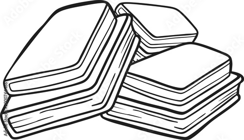 Stack of Books Black and White Hand Drawn Illustration