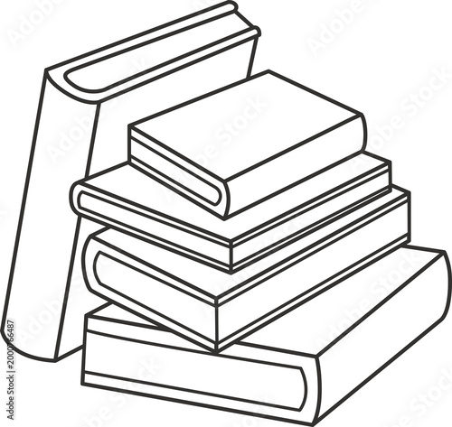 Stack of Books Black and White Illustration