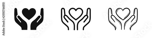 Charity and Compassion Icons showing Hands Holding a Heart