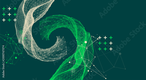 The abstract wave is made in a frame style. Template for science and technology presentation. Vector art.