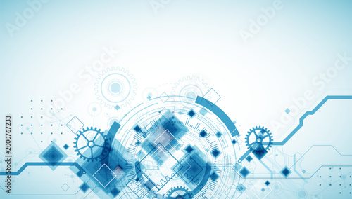 Quadro su tela Abstract  technological background  with cogwheels and plexus effect