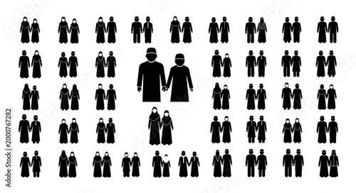 Silhouettes of couples holding hands, representing unity and togetherness in various forms.