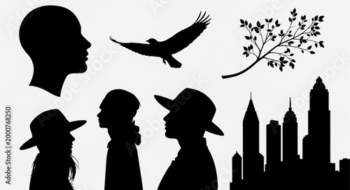 Silhouettes of People Cityscape.