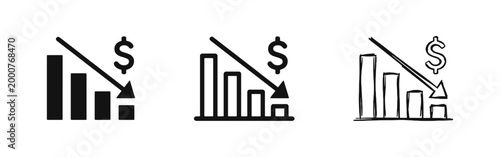 Financial Loss and Economic Crisis Bear Market Icon Set