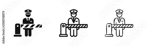 Foto Security Guard and Entrance Barrier Access Control Icon Set