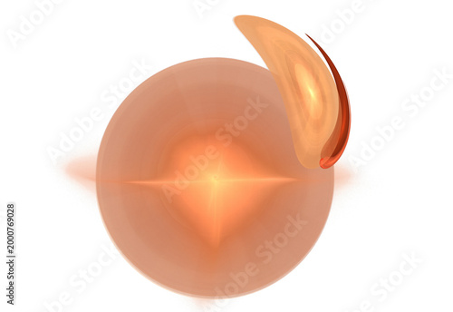 Vibrant digital fractal art featuring glowing blue, cyan, and golden light trails swirling around a central dark void. Energetic cosmic motion background.