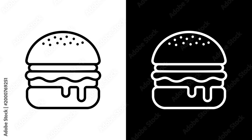 Fototapeta premium Burger White Icon Set Design