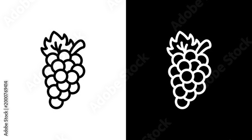 Grapes White Icon Set Design