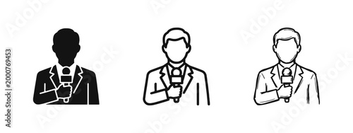 News Reporter and TV Journalist Media Icon Set