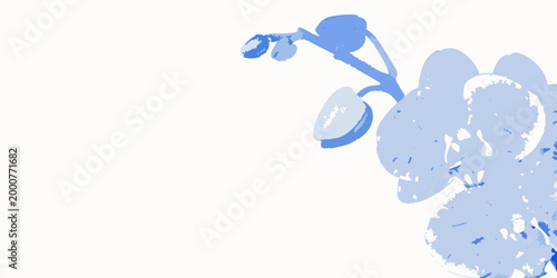 orchid flower with blue petals and leaves on white background high quality professional detailed modern