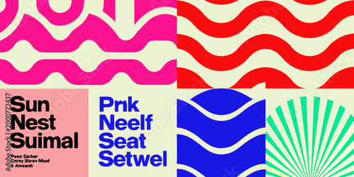 vibrant geometric patterns with bold colors and playful text high quality professional detailed modern elegant