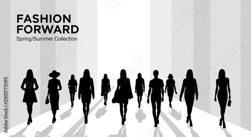 Silhouettes of Women Walking.
