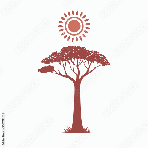 Minimal African Savannah Tree Under Sun