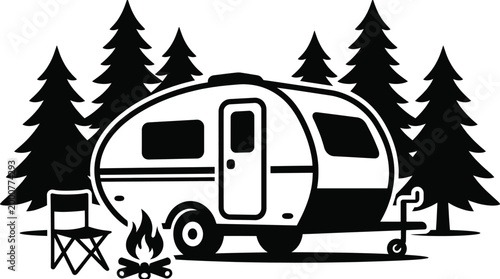 Vintage camper van illustration car vector art for outdoor enthusiasts