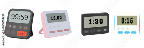Alarm Clock & Timer Icon Set – Countdown, Stopwatch & Time Management Vector Collection