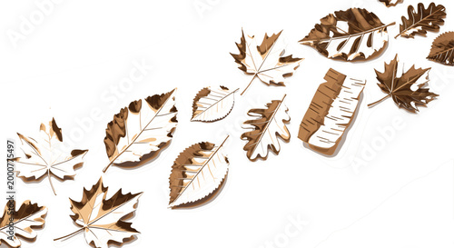 Autumn Fallen Leaf Collection with Maple, Oak, Birch, and Bark in Brown and Copper Tones for Seasonal and Botanical DesignsAutumn Fallen Leaf Collection with Maple, Oak, Birch, and 