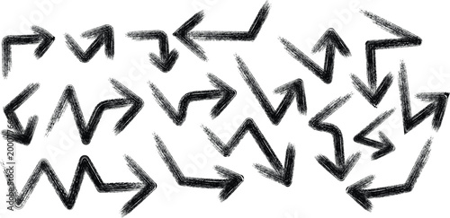Bold and thick grunge straight and zigzag arrows. Colorful thick curved, straight and zigzag arrows. Hand drawn squiggles, curved and straight lines.different curved arrows, straight, round, thick, th