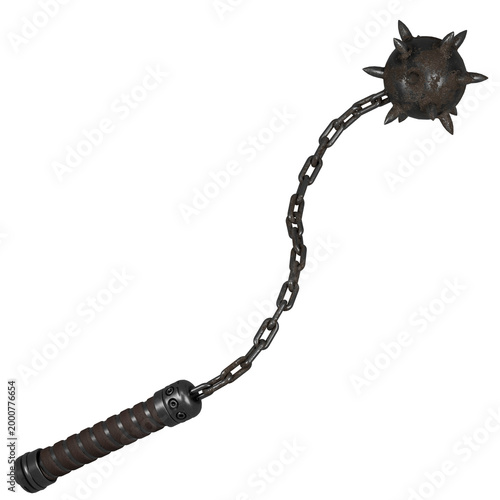 Photos Medieval spiked mace with chain morning star flail