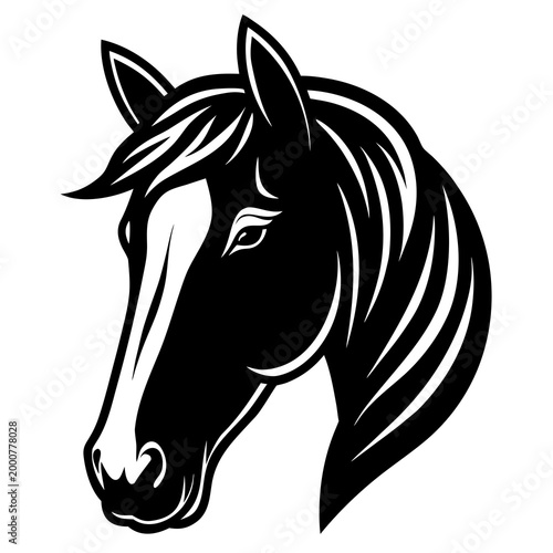black and white horse head ultra clean smooth icon