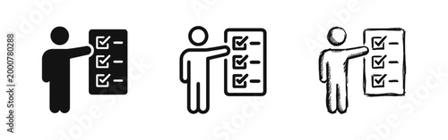Man Pointing at Checklist Icon Set - Task Management and To-Do List Icons