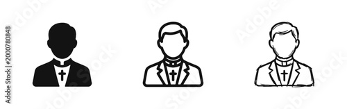 Foto Priest or Clergyman Avatar Icon Set - Religious Leader and Pastor Symbols